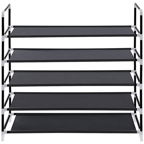 Stanz 5-Tier Shoe Rack, Shoe Tower Shelf Entryway Cabinet Storage Organizer, Black
