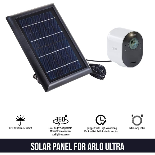 Wasserstein Solar Panel Compatible with Arlo Ultra/Ultra 2, Arlo Pro 3/Pro 4 and Arlo Floodlight ONLY with 13.1ft Cable