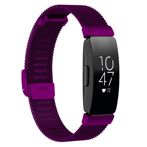 STRAPSCO  Shark Mesh Watch Band Strap for Fitbit Inspire & Inspire Hr & Inspire Hr - Short-Medium - Sangria In Purple