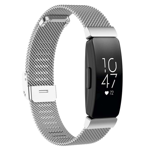 STRAPSCO  Shark Mesh Watch Band Strap for Fitbit Inspire & Inspire Hr & Inspire Hr - Short-Medium - In Silver