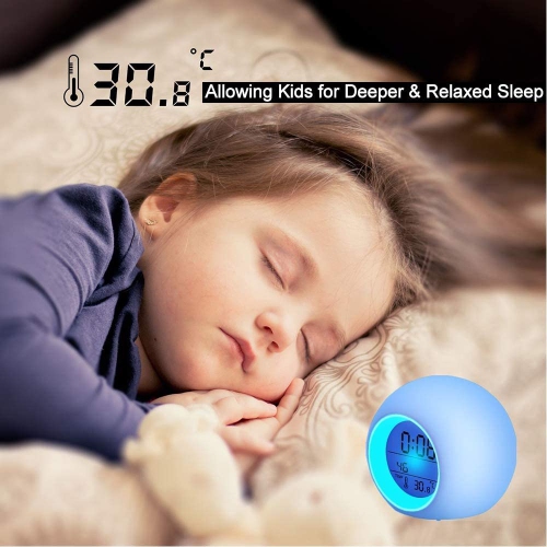 Réveille-matin pour enfants avec commandes tactiles et 7 couleurs variables pour chambre d’enfant, horloge pour enfants