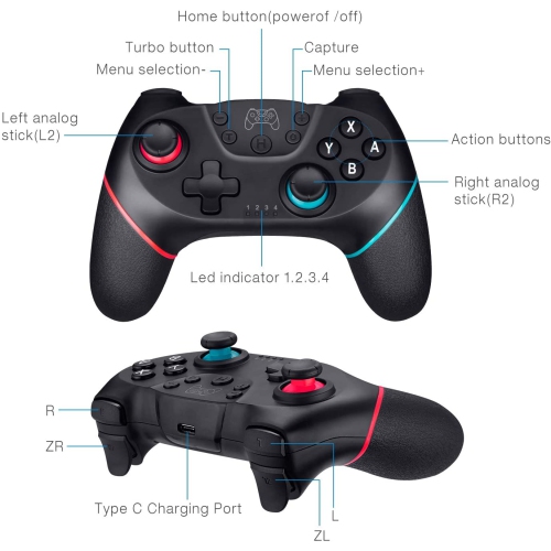 Wireless Switch Pro Controller for Nintendo Remote Bluetooth Gamepad Joystick for Nintendo Switch Console & PC Supports