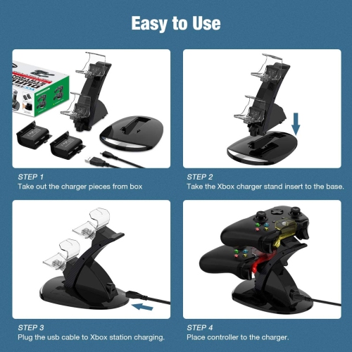 Controller Charger for Xbox One, Dual Charging Station for Xbox One/One S/One X, Come with Two 1200 MAH Quality
