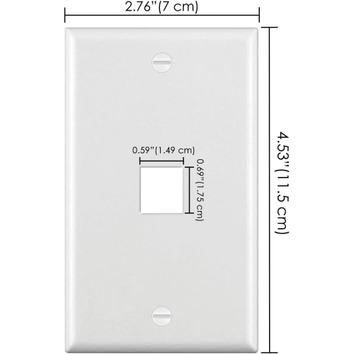 [10 Pack] BESTTEN 1-Port Keystone Wall Plate, for Keystone Jack and Modular Inserts, Unbreakable Polycarbonate, cUL