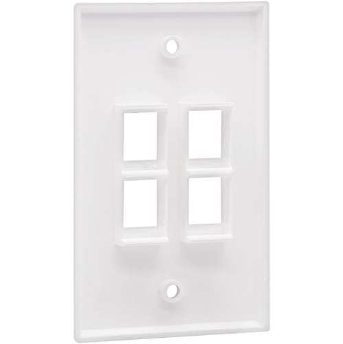 [10 Pack] BESTTEN 4-Port Keystone Wall Plate, for Keystone Jack and Modular Inserts, Unbreakable Polycarbonate, cUL