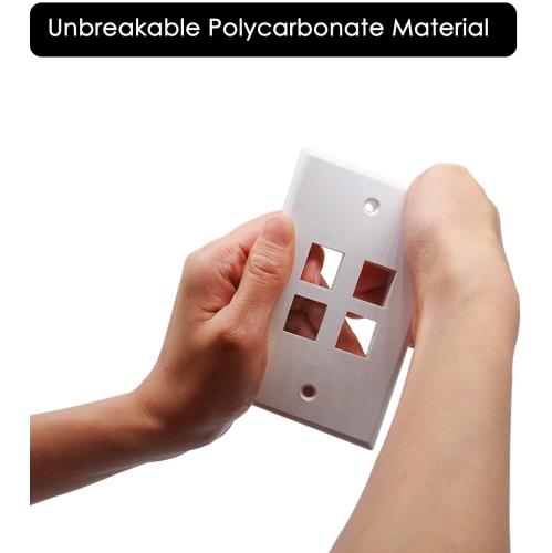[10 Pack] BESTTEN 4-Port Keystone Wall Plate, for Keystone Jack and Modular Inserts, Unbreakable Polycarbonate, cUL