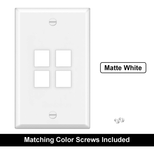 [10 Pack] BESTTEN 4-Port Keystone Wall Plate, for Keystone Jack and Modular Inserts, Unbreakable Polycarbonate, cUL