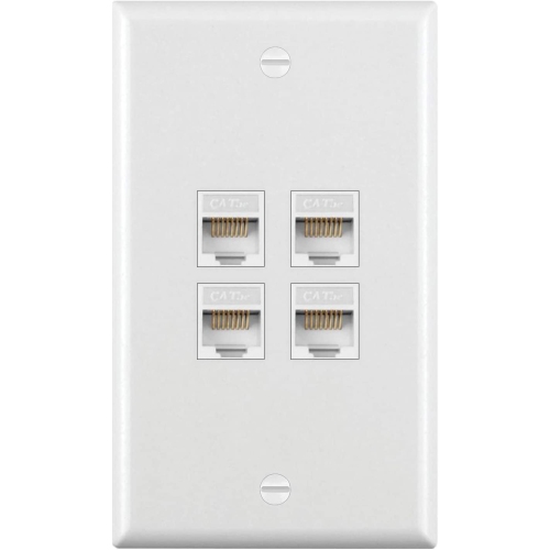 [10 Pack] BESTTEN 4-Port Keystone Wall Plate, for Keystone Jack and Modular Inserts, Unbreakable Polycarbonate, cUL