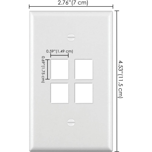 [10 Pack] BESTTEN 4-Port Keystone Wall Plate, for Keystone Jack and Modular Inserts, Unbreakable Polycarbonate, cUL