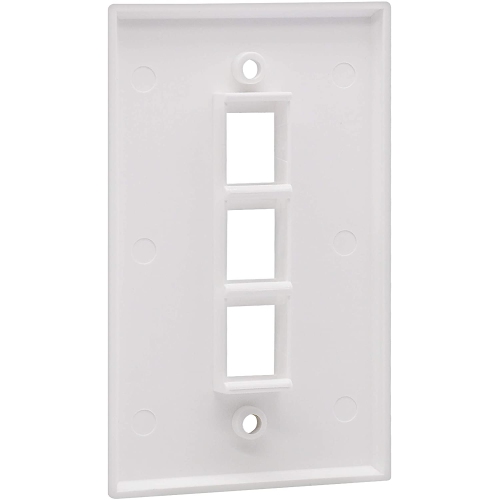 [10 Pack] BESTTEN 3-Port Keystone Wall Plate, for Keystone Jack and Modular Inserts, Unbreakable Polycarbonate, cUL