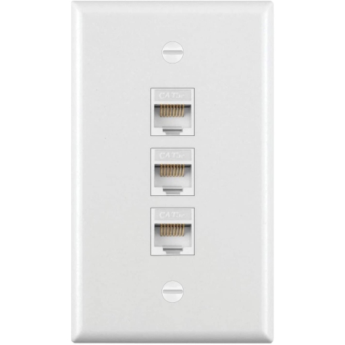 [10 Pack] BESTTEN 3-Port Keystone Wall Plate, for Keystone Jack and Modular Inserts, Unbreakable Polycarbonate, cUL