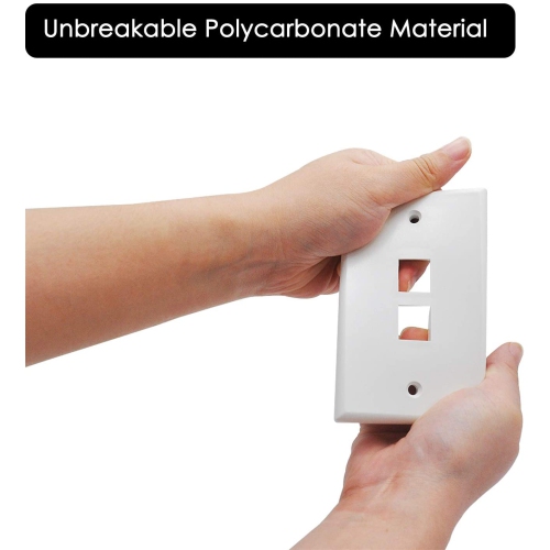 [10 Pack] BESTTEN 2-Port Keystone Wall Plate, for Keystone Jack and Modular Inserts, Unbreakable Polycarbonate, cUL