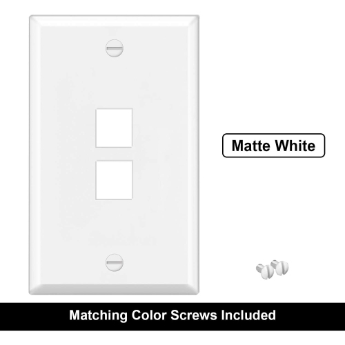 [10 Pack] BESTTEN 2-Port Keystone Wall Plate, for Keystone Jack and Modular Inserts, Unbreakable Polycarbonate, cUL
