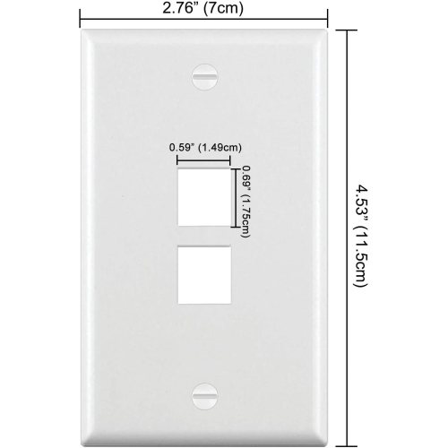 [10 Pack] BESTTEN 2-Port Keystone Wall Plate, for Keystone Jack and Modular Inserts, Unbreakable Polycarbonate, cUL