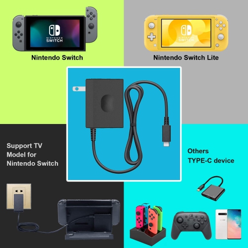 Charger for Nintendo Switch Lite / Nintendo Switch, [Latest Version] YCCSKY Switch Lite Charger AC Adapter 15V/2.6A