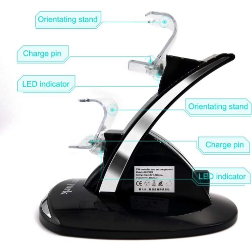 Lee York Playstation 4 Charger PS4 PS4pro PS4slim Playstation Controller Charger Dual USB Charging Station Stand