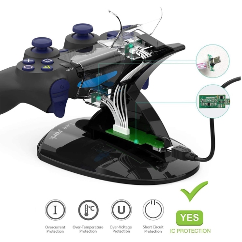 Lee York Playstation 4 Charger PS4 PS4pro PS4slim Playstation Controller Charger Dual USB Charging Station Stand