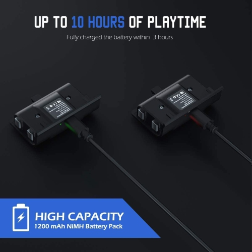 Batterie rechargeable pour Xbox One, chargeur de manette YAEYE pour Xbox One avec 2 batteries rechargeables de 1200 mAh