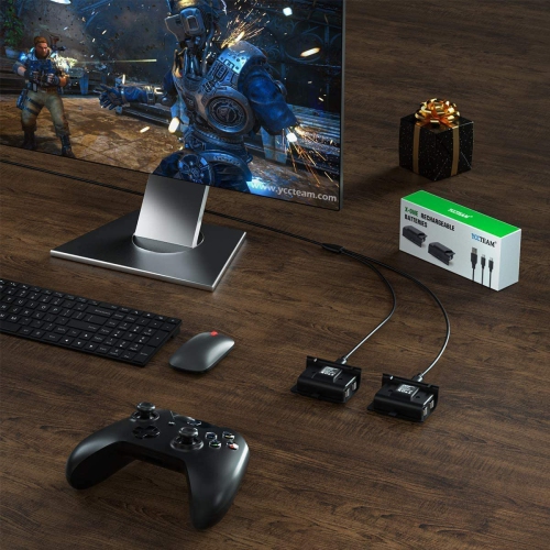 Batterie rechargeable pour Xbox One, chargeur de manette YAEYE pour Xbox One avec 2 batteries rechargeables de 1200 mAh