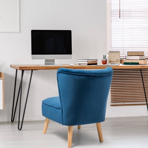 Costway Armless Accent Chair Modern Velvet Leisure Chair Single Sofa Upholstered