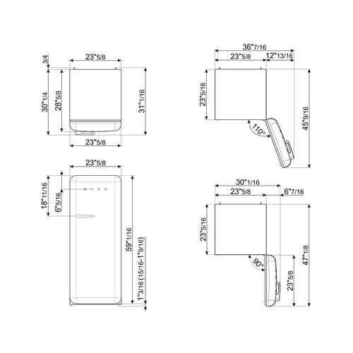 Réfrigérateur à une porte 9,2 pi³ 24 po de style années 50 de Smeg - Lime