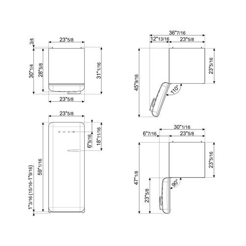 Réfrigérateur à une porte 9,2 pi³ 24 po de style années 50 de Smeg - Union Jack