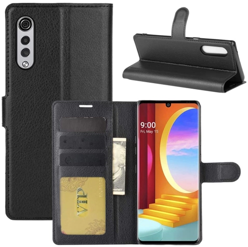 【CSmart】 Magnetic Card Slot Leather Folio Wallet Flip Case Cover for LG Velvet 5G, Black