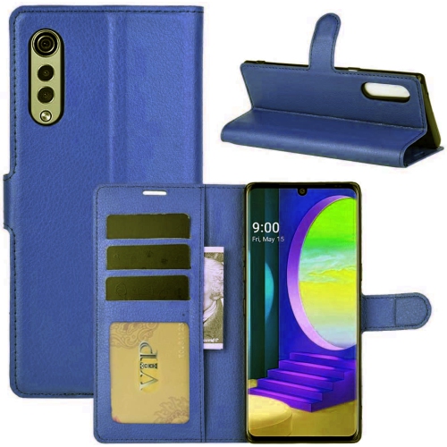 【CSmart】 Magnetic Card Slot Leather Folio Wallet Flip Case Cover for LG Velvet 5G, Navy