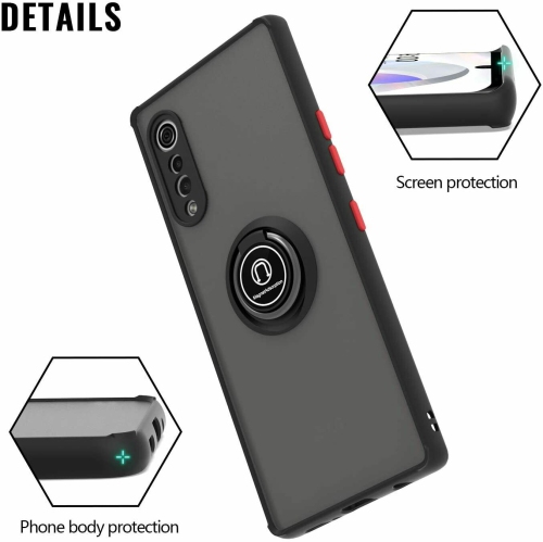 【CSmart】 Anti-Drop Hybrid Magnetic Hard Armor Case with Fashion Ring Holder for LG Velvet, Navy