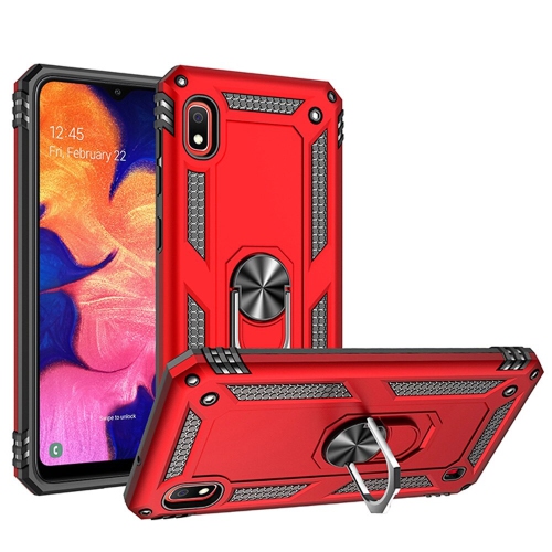 【CSmart】 Anti-Drop Hybrid Magnetic Hard Armor Case with Ring Holder for Samsung Galaxy A10, Red