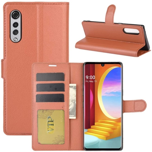 【CSmart】 Magnetic Card Slot Leather Folio Wallet Flip Case Cover for LG Velvet 5G, Brown