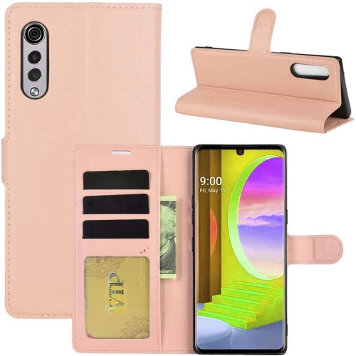 [CS] LG Velvet 5G Case, Magnetic Leather Folio Wallet Flip Case Cover with Card Slot, Rose Gold