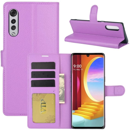 [CS] LG Velvet 5G Case, Magnetic Leather Folio Wallet Flip Case Cover with Card Slot, Purple