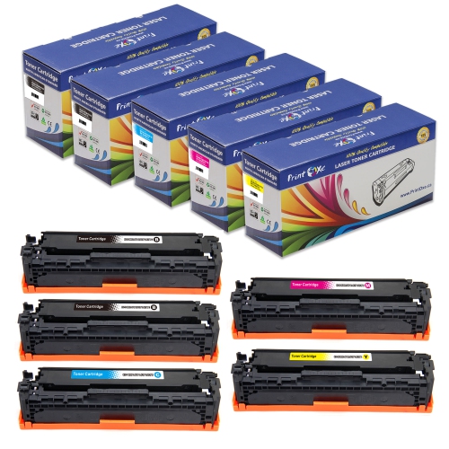 PrintOxe® CRG 116 / 128A Compatible Set + Black 5 Cartridges New Technology Canon ImageCLASS & HP CE320A CE321A CE322A CE323A