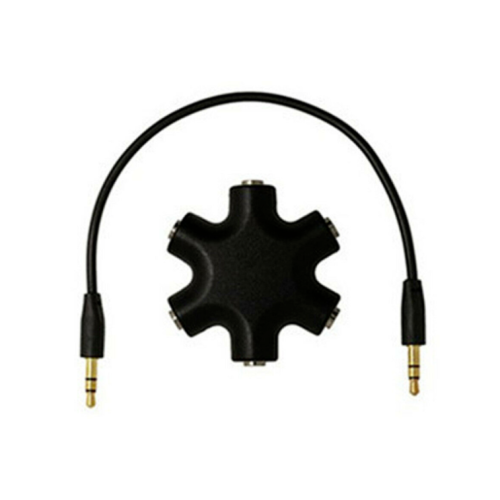 5-Way Multi Headphone Audio auxiliary cable Splitter Connector - Black