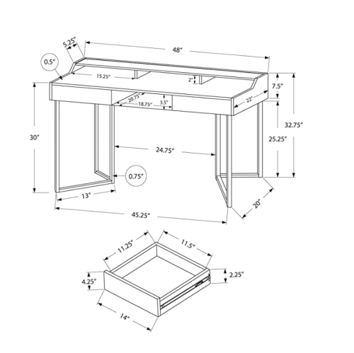 Specialties Computer DESK-48 L/Dark Taupe/Black Metal