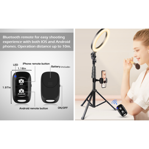 UBeesize 8" Selfie Ring Light with Tripod Stand & Cell Phone Holder for Live Stream/Makeup, UBeesize Mini Led Camera Ringlight for YouTube