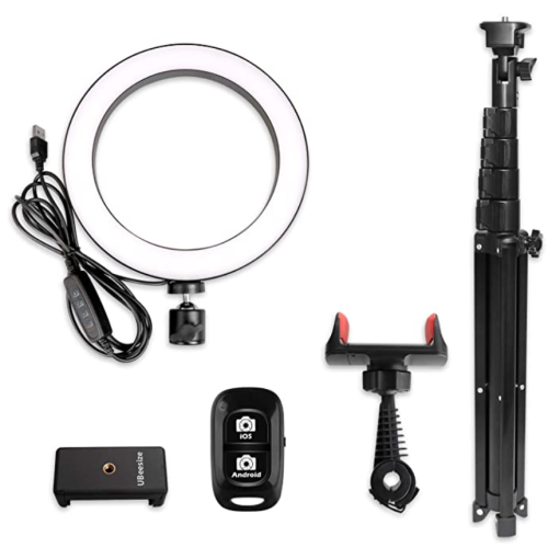 UBeesize 8" Selfie Ring Light with Tripod Stand & Cell Phone Holder for Live Stream/Makeup, UBeesize Mini Led Camera Ringlight for YouTube