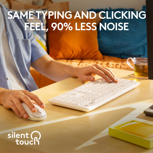 Ensemble clavier et souris optique sans fil silencieux MK295 de Logitech - Blanc cassé