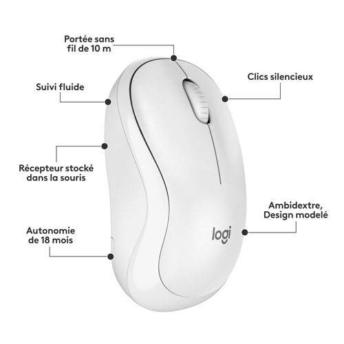 Ensemble clavier et souris optique sans fil silencieux MK295 de Logitech - Blanc cassé