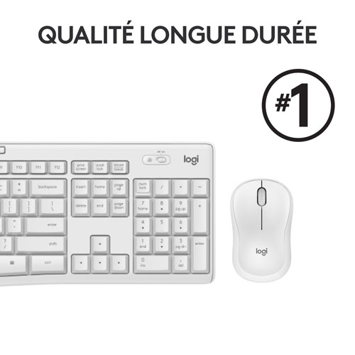 Ensemble clavier et souris optique sans fil silencieux MK295 de Logitech - Blanc cassé