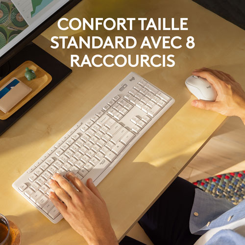 Ensemble clavier et souris optique sans fil silencieux MK295 de Logitech - Blanc cassé