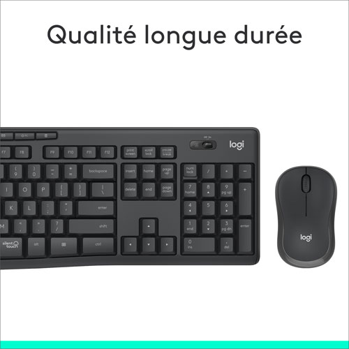 Ensemble clavier et souris optique sans fil silencieux MK295 de Logitech - Graphite