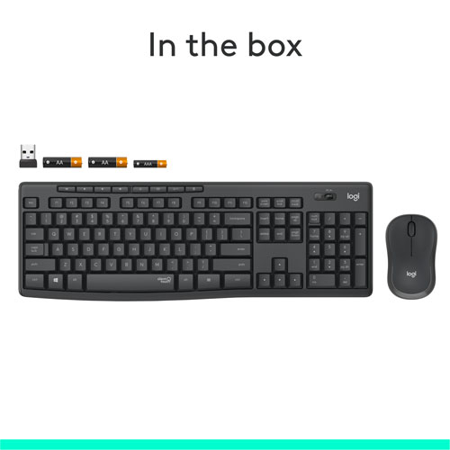 Ensemble clavier et souris optique sans fil silencieux MK295 de Logitech - Graphite