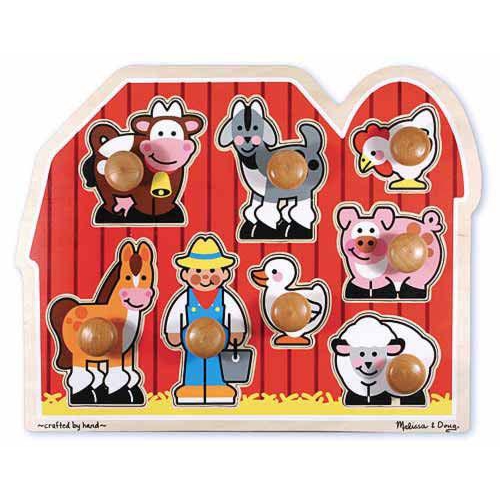 MELISSA & DOUG  Jumbo Knob Puzzle: Farm Friends (8 Pieces)