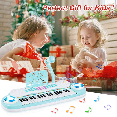 Costway 37-Key Toy Keyboard Piano Electronic Musical Instrument BluePink