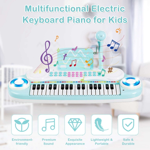 Costway 37-Key Toy Keyboard Piano Electronic Musical Instrument BluePink