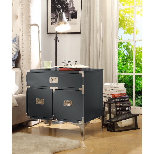 INSPIRED HOME  Maximilian Side Table/accent Table/nightstand, Dark In Grey