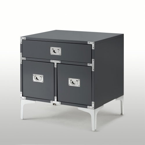 Inspired Home Maximilian Side Table/Accent Table/Nightstand, Dark Grey