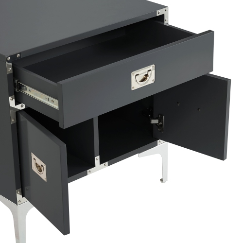 Inspired Home Maximilian Side Table/Accent Table/Nightstand, Dark Grey